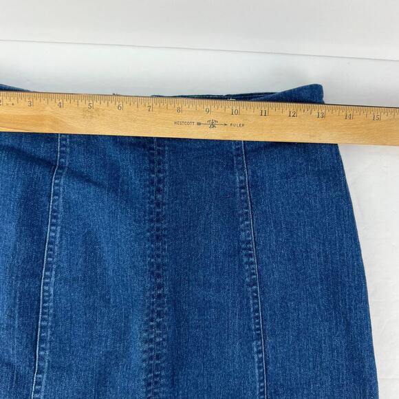 EUC Altar'd State M Stretchy Light Denim Back Zip A-Line Micro Mini Skirt - Picture 6 of 7